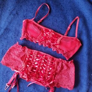 Bondage Lingerie Bra & Garter Skirt
